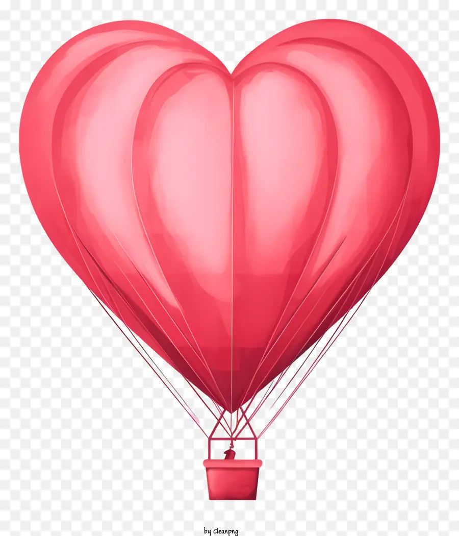 red hot air balloon white basket floating in the sky empty basket heart-shaped balloon