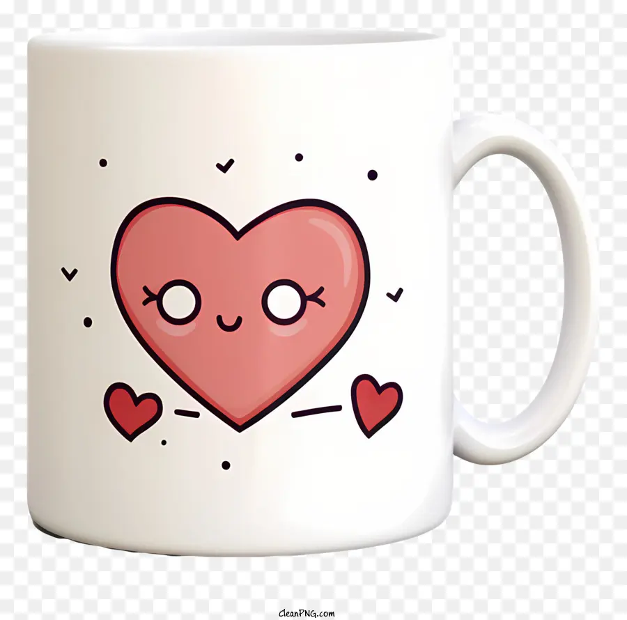 cốc hình trái tim Mug Mug Mũi màu đen và trắng Mẫu cà phê ấm áp hạnh phúc - Cốc hình trái tim màu hồng với hoa văn đen trắng, 