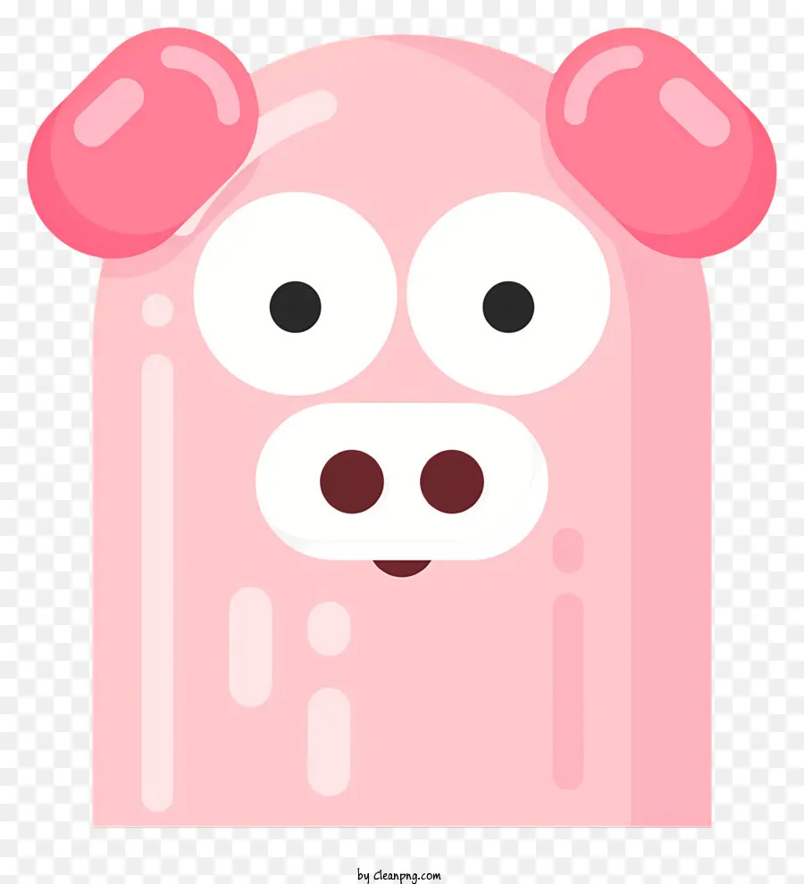 maiale rosa maiale sorpreso maiale grande maialino piccola bocca piccola maiale - Piatta da cartone animato rosa sorpreso con caratteristiche nere