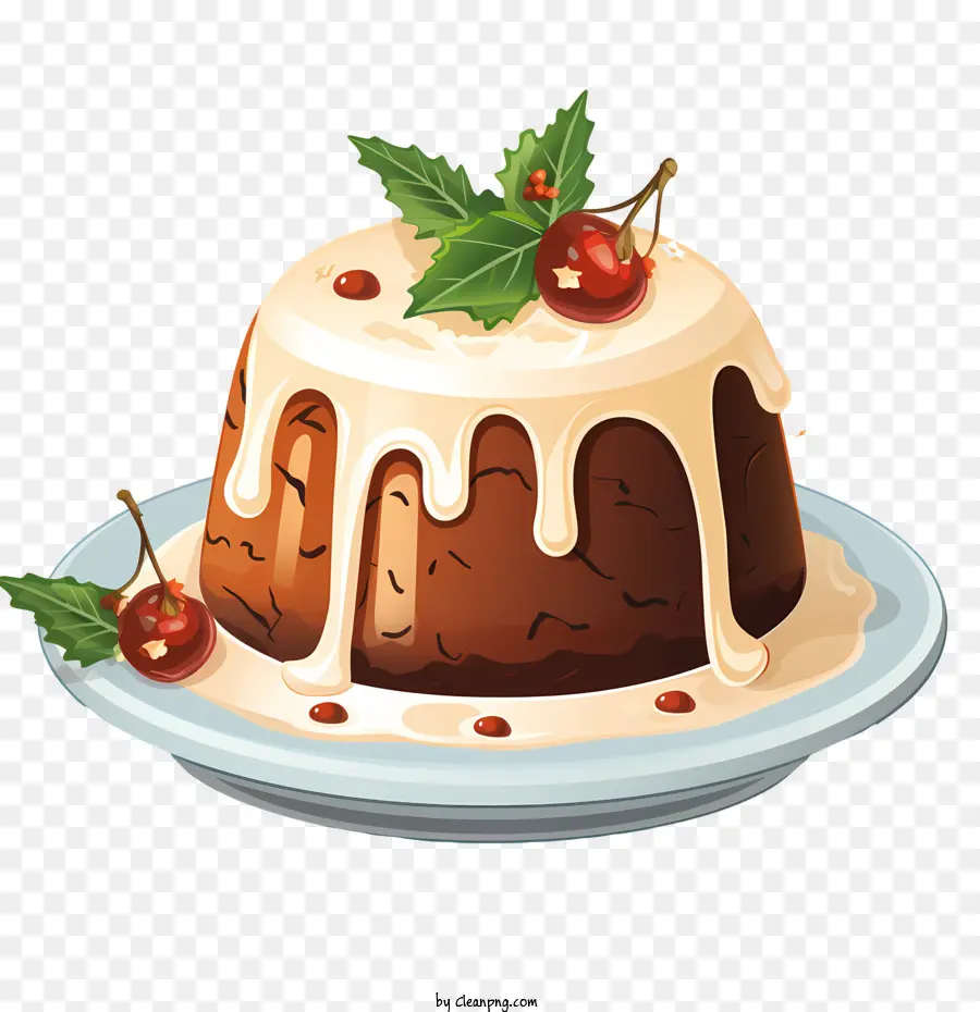 Schokoladenpudding Schlagsahne Kirschteller schwarzer Hintergrund - Schokoladenpudding mit Schlagsahne und Kirsche