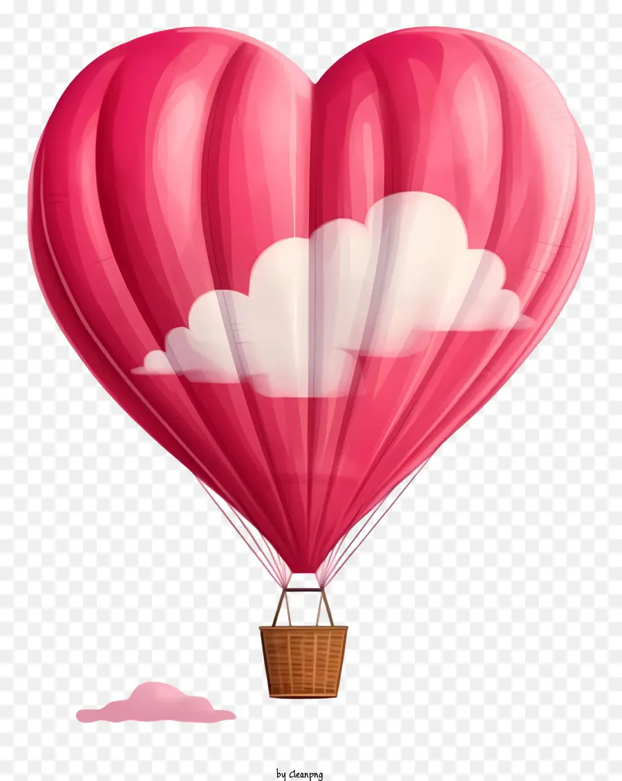 khinh khí cầu - Quả bóng khí nóng hình trái tim màu hồng với giỏ