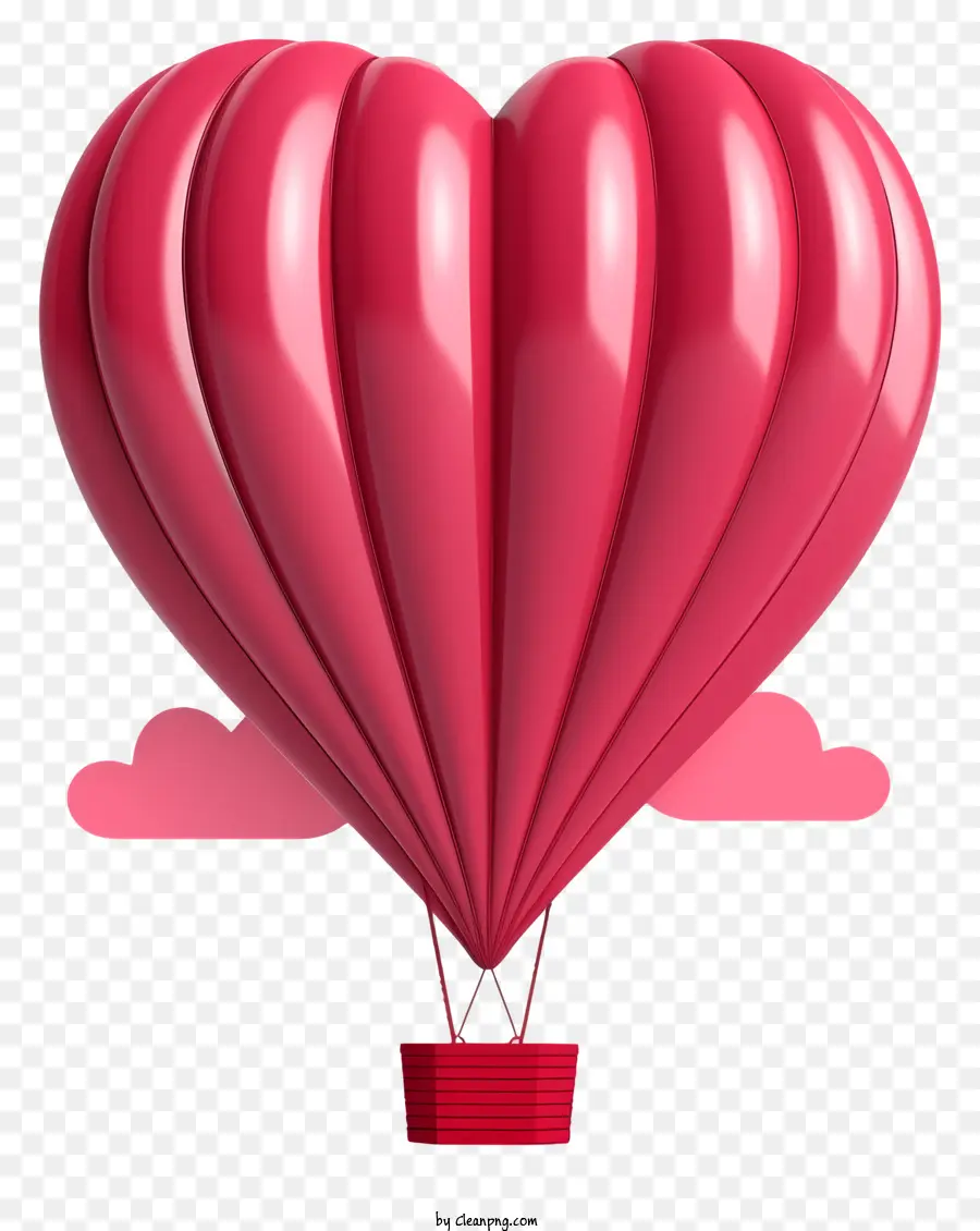 Heißluftballon - Roter herzförmiger heißer Luftballon, der über Wolken schwimmt