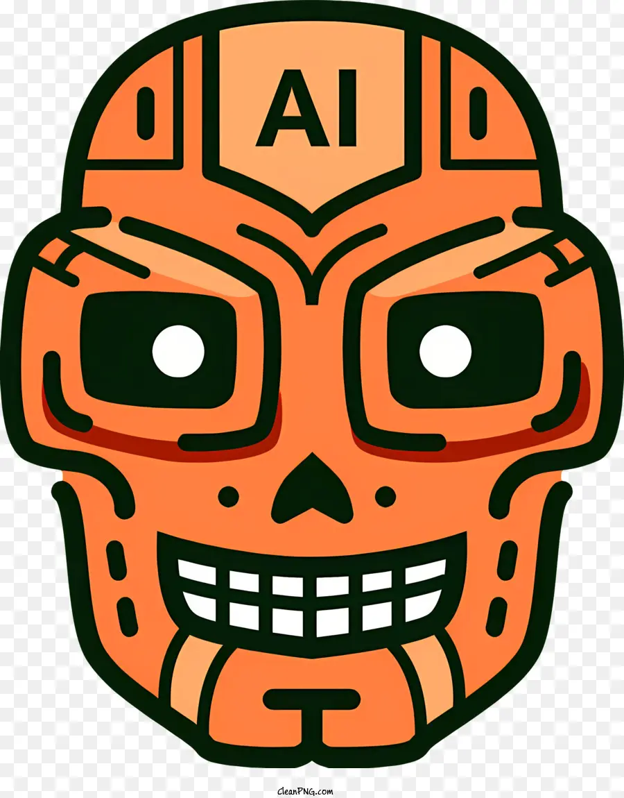 maschera da cartone animato faccia arancione occhi neri denti taglienti sorrisi grandi - Maschera arancione in stile cartone animato con denti affilati