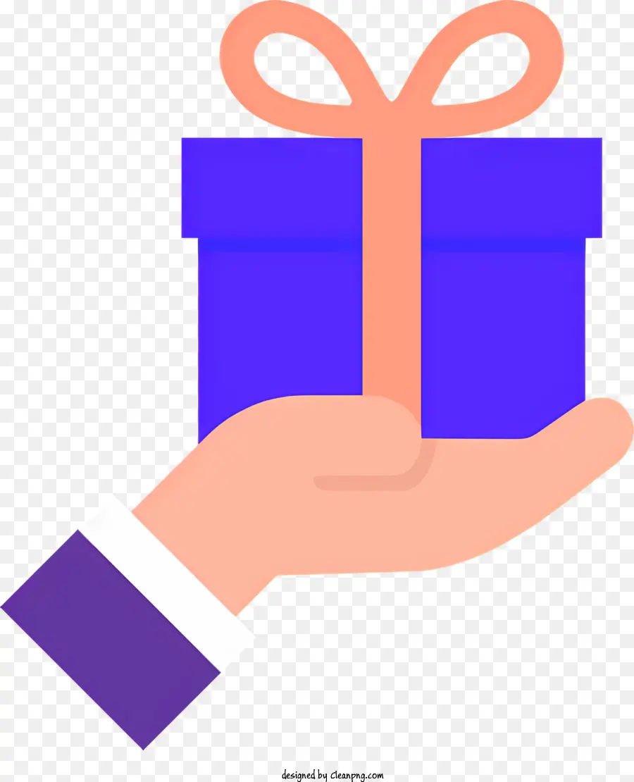 Hand Holding Present Pink Ribbon Geschenk schwarzer Anzug weißes Hemd Blaues Geschenk - Hand hält Geschenk mit rosa Band, blaue Farbe
