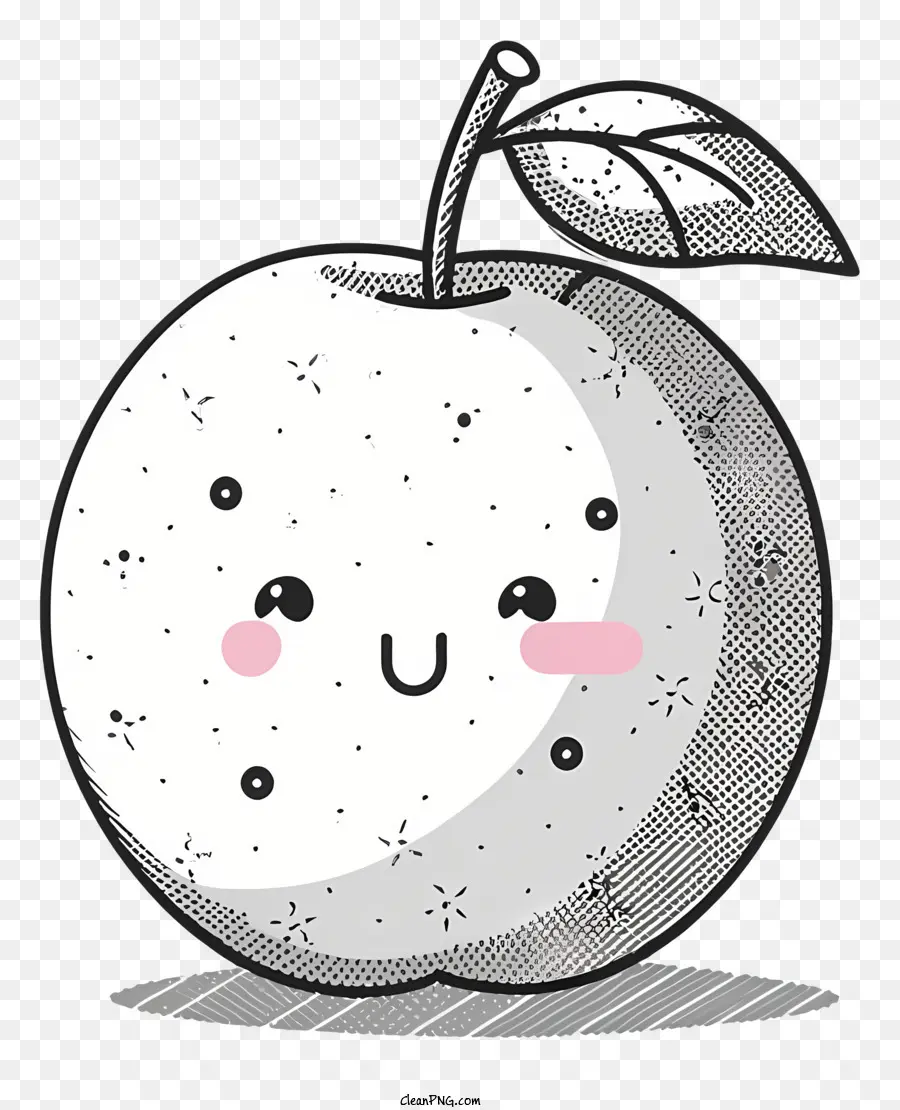 Netter Apfel lächelte Apple Pink Flecken auf Apple Pink Eyes Apple illustriert Apple - Lächelner Apfel mit rosa Flecken und Augen