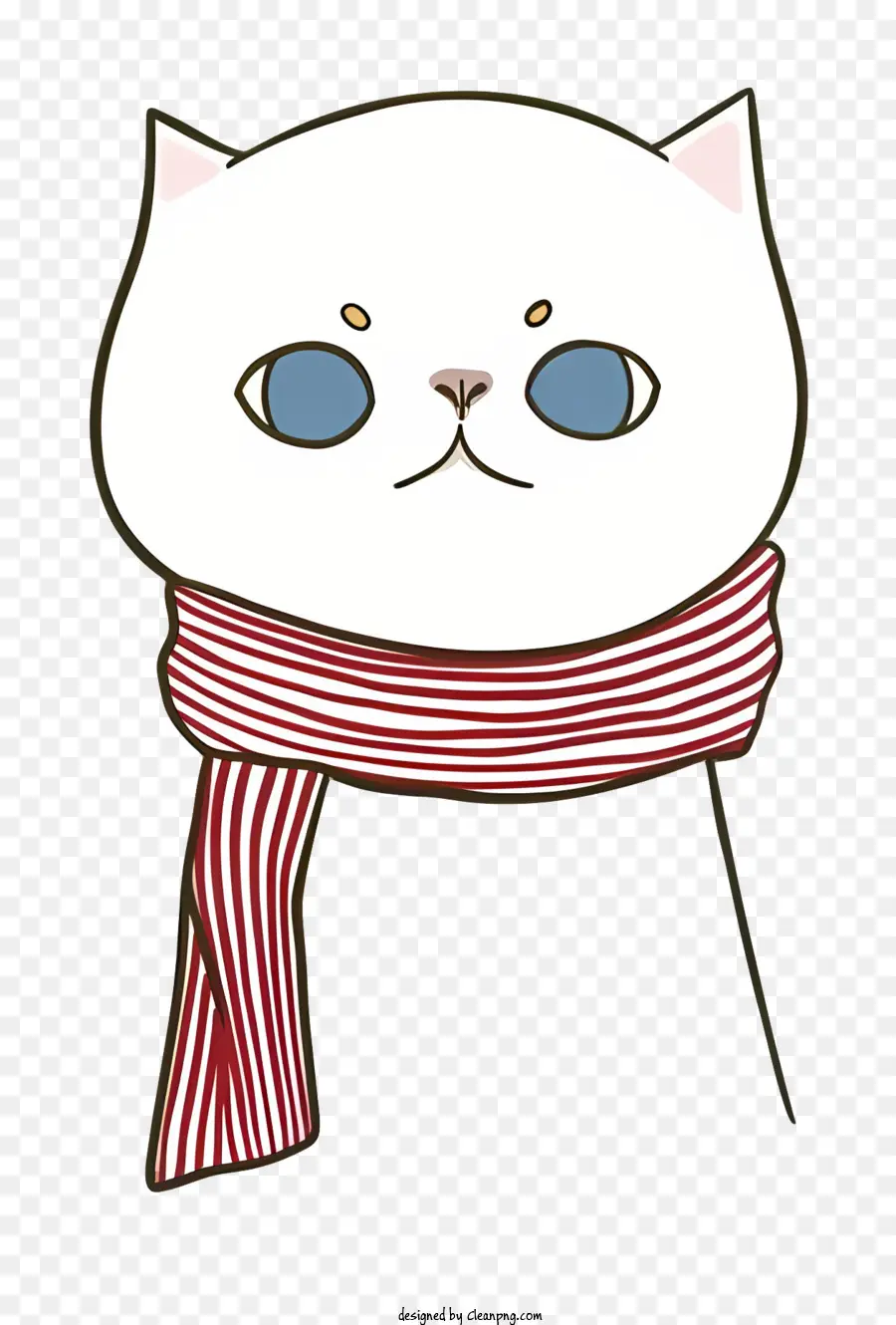 cat with scarf red and white striped scarf blue eyes cat white cat scarf tied around neck