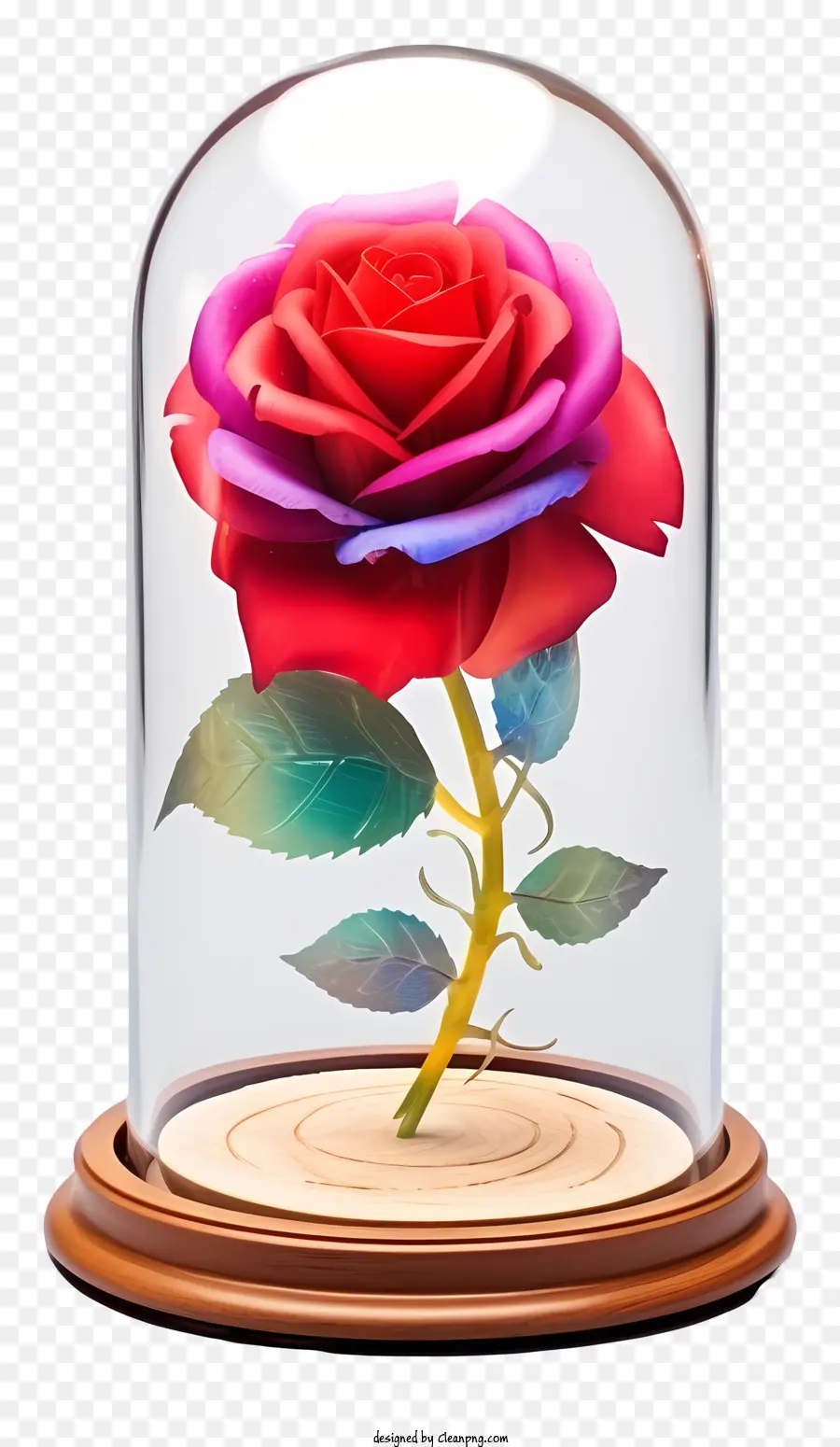 rosa - Rosa rosa in cupola di vetro, luminosa e reale