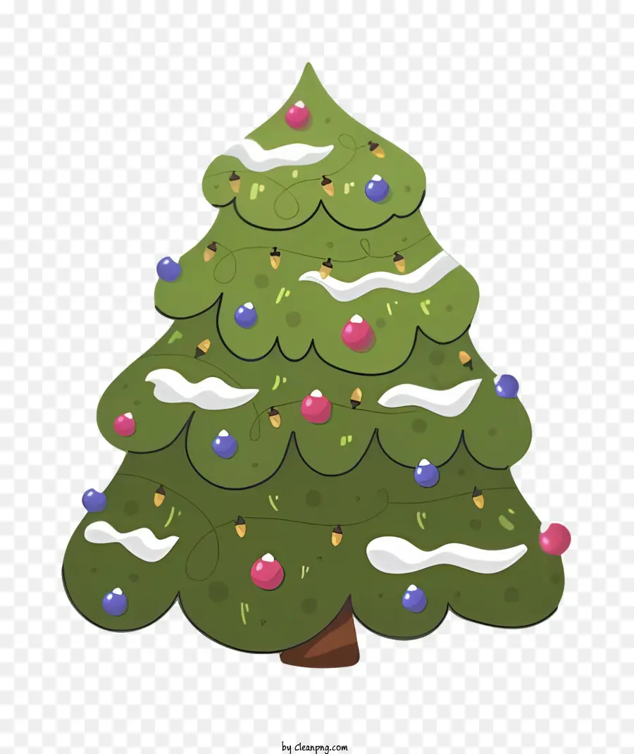 cartoon albero di natale - Tree di Natale dei cartoni animati con decorazioni bianche e rosse