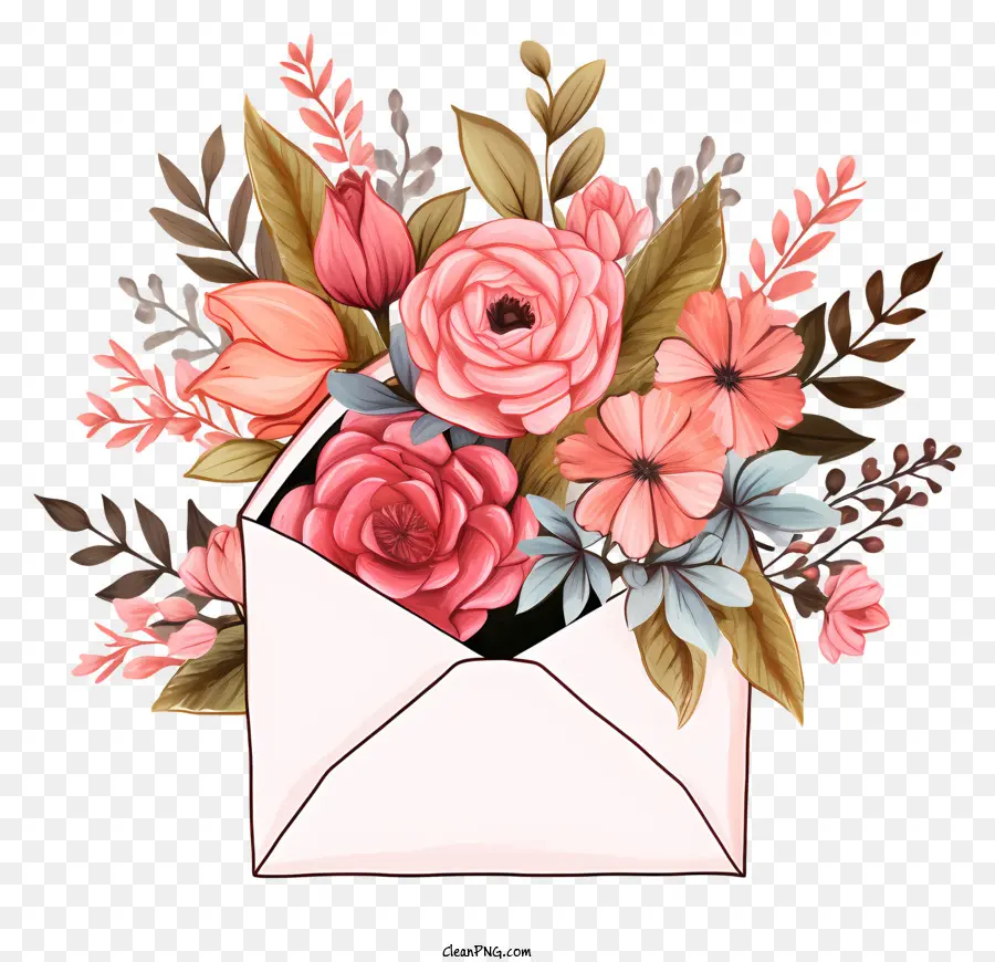 Umschlag - Blumenstrauß im offenen Umschlag, Gelegenheitsarrangement
