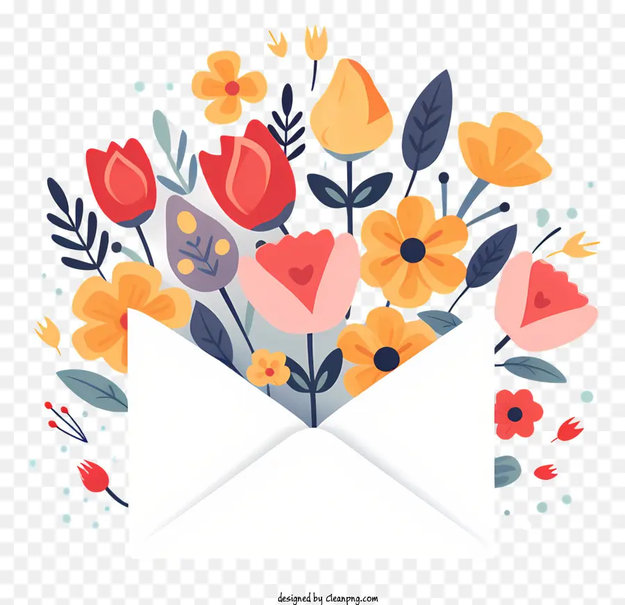 open envelope flowers flora bright and colorful vibrant