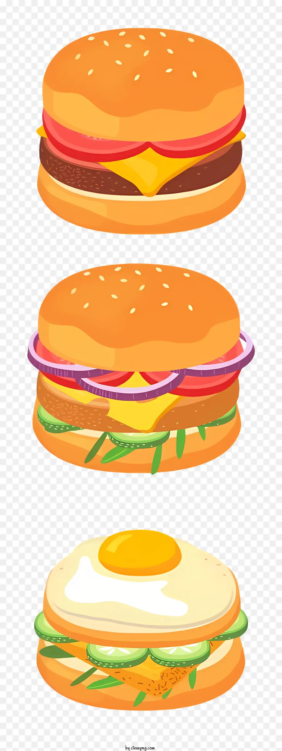 cà chua - Minh họa 3D của ba hamburger trên đĩa