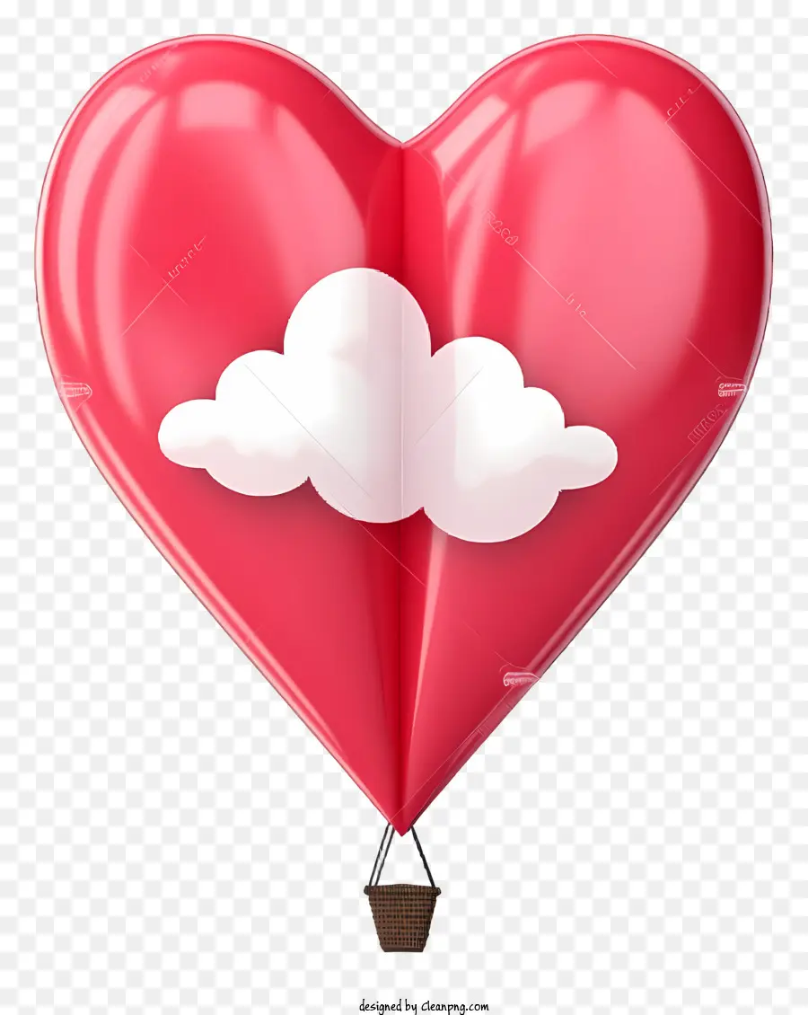 Quả Bóng Màu Đỏ - Khinh khí cầu hình trái tim màu đỏ với đám mây trắng bên trong