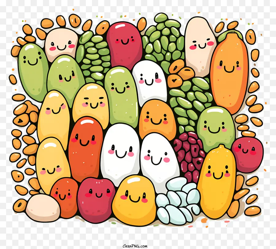 Cartoon Smiley Faces Frutti e verdure Expressioni facciali che sgattaiola sorridente Boccola - Cartoon Fruit and Vegetable Smiley Face Group