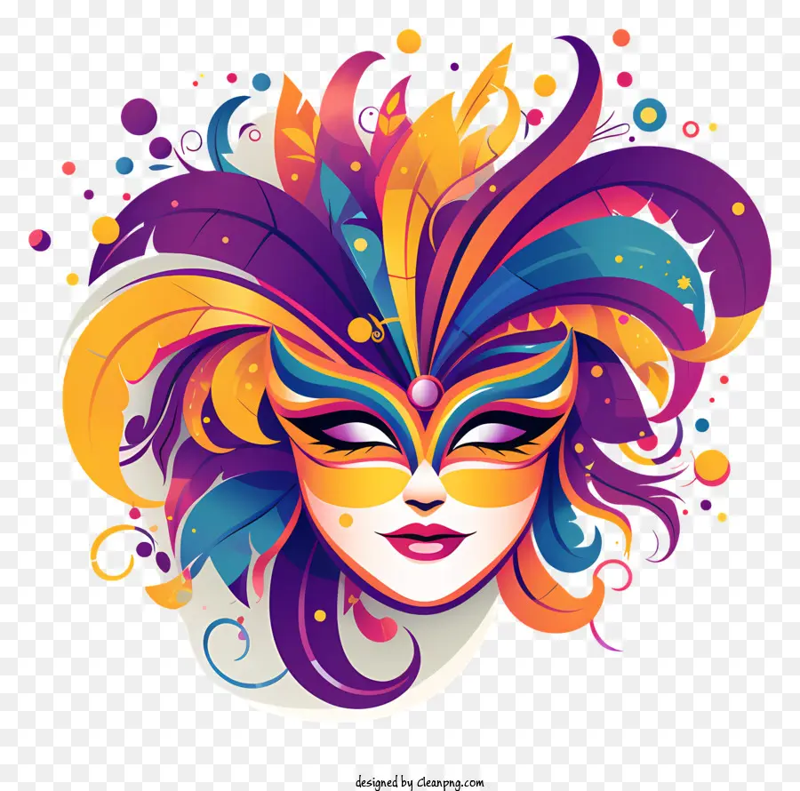 Maschera colorata Gioielli con fascia piumata su forma circolare a forma di colori vibranti - Maschera colorata con fascia e gioielli piumati