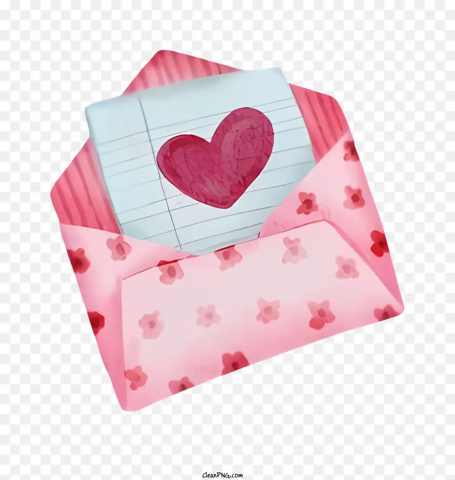 Roter Umschlag mit Herz romantische Liebe Note sentimentaler Umschlag rosa Herzhülle Liebes- und Zuneigung Bilder - Romantischer roter Umschlag mit herzförmiger Note im Inneren