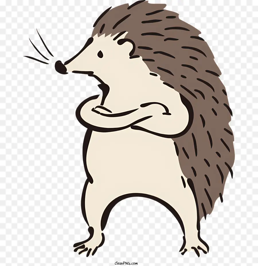 Hedgehog Black Fur Hind Hids Chân có vẻ ngoài trên bàn chân - Nhím với lông đen đứng trên chân sau