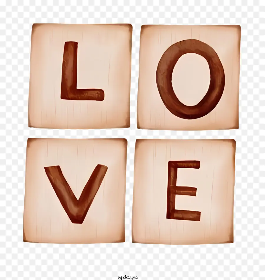 Chữ cái khối gỗ yêu thích các miếng gỗ hình chữ nhật màu nâu - Khối gỗ với chạm khắc tình yêu cách điệu