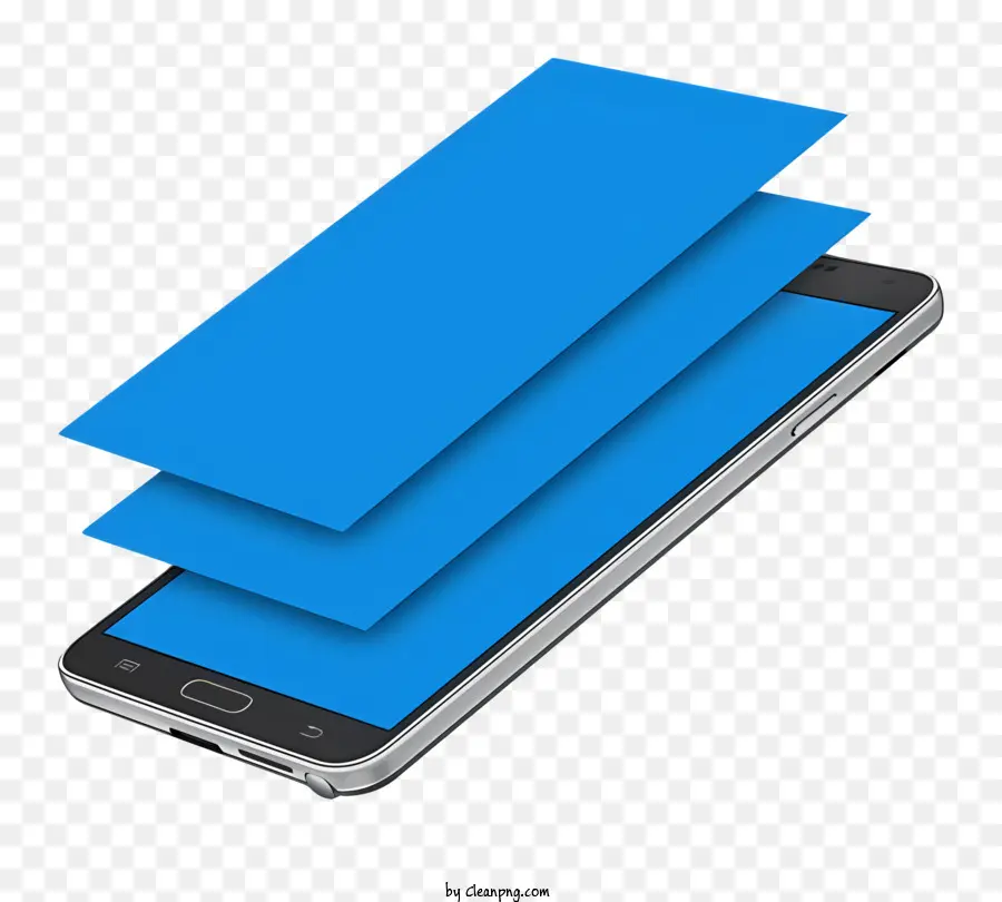 Smartphone Blauer Hintergrundbildschirm Schwarzes Bild Flachdesign - Bild eines flachen Smartphones mit blauem Hintergrund