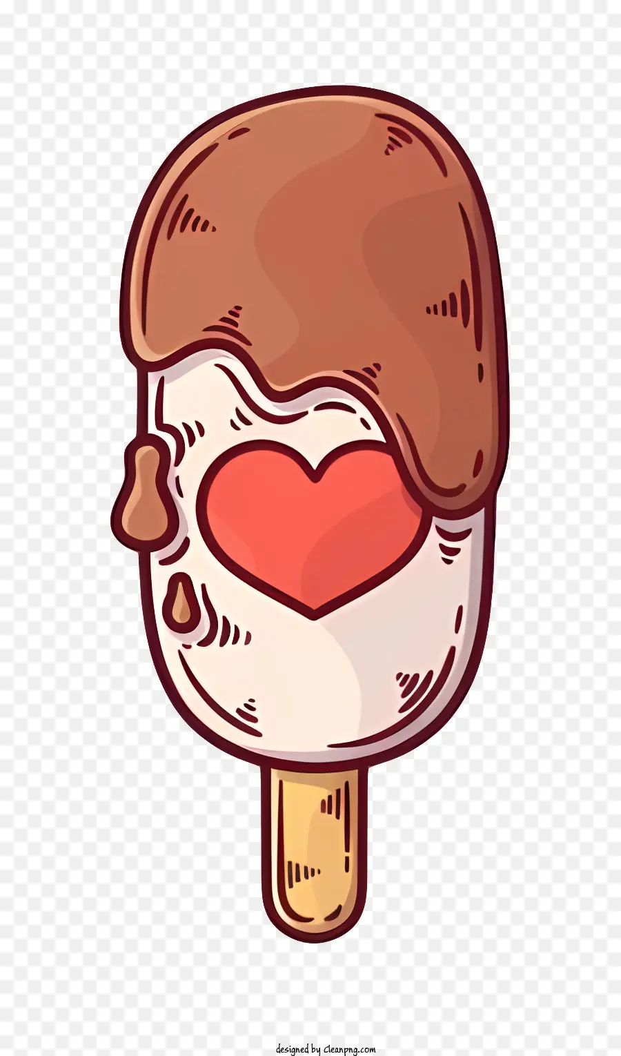 Lollipop cioccolato Lollipop a forma di cuore Lollipop Cioccolato Cioccolato Carampa a forma di cuore Rosso Chocolate Heart - Lollipop di cuore al cioccolato marrone con turbinio bianco e cuore rosso