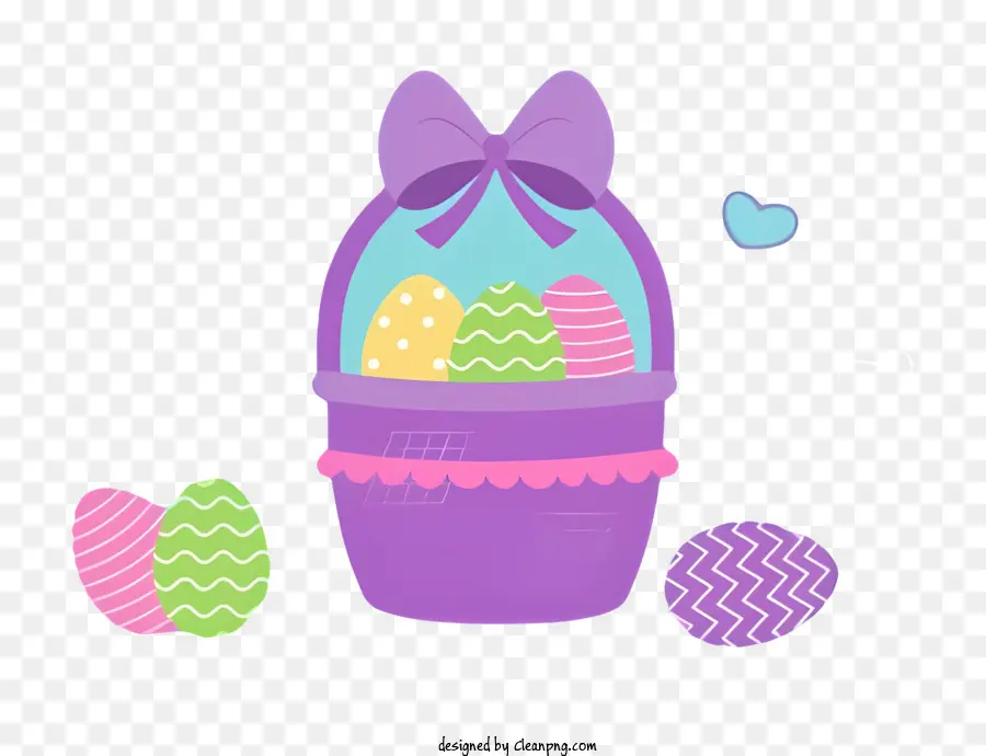 Easter Eggs Egg Ceste Design per le vacanze Immagine da cartone animato per bambini - Cesto colorato di uova di Pasqua con design giocoso