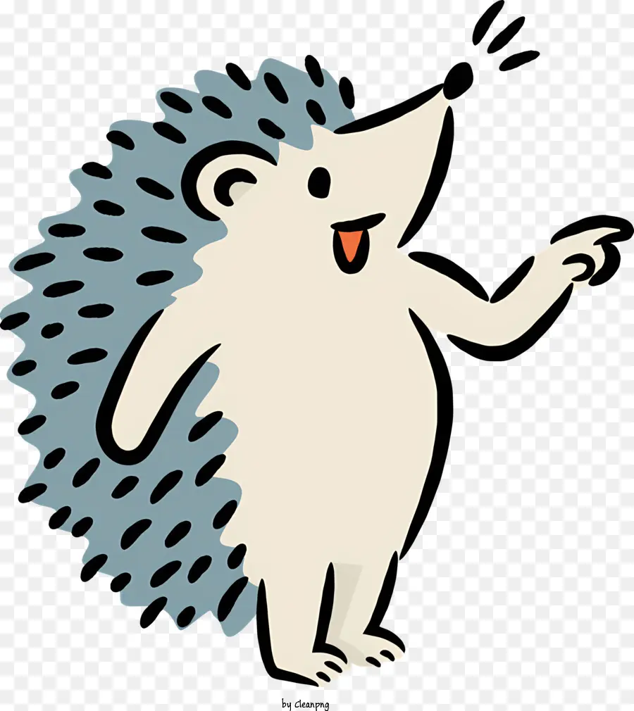 Cartoon del riccio che indica il naso di punta - Carino cartone animato riccio di cartone animato sorridente, puntando a terra