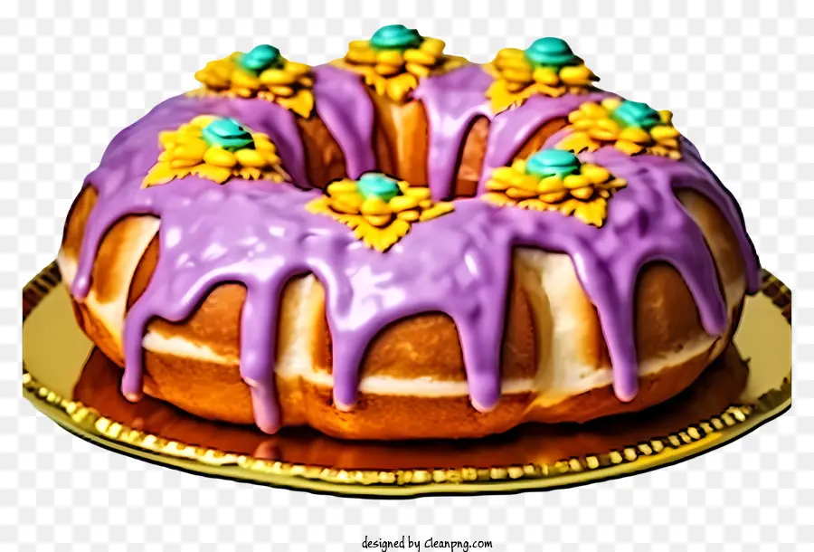 Fiori commestibili - Torta delicata e viola con spruzzi e candele gialli