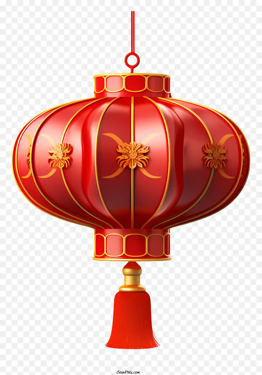 lanterna cinese - Lanterna rossa con design oro e nero sospeso