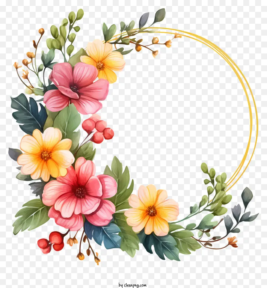 Cornice floreale ad acquerello - Telaio floreale ad acquerello con rose, gigli e foglie di quercia