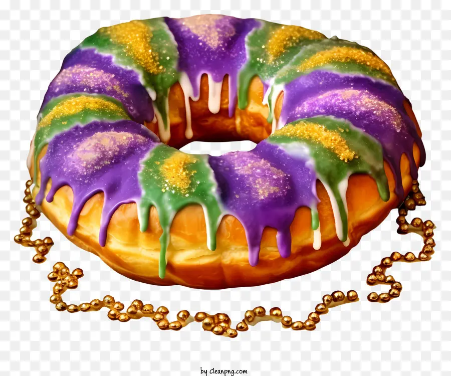bánh ngọt tròn như bánh bột - Bánh ngọt tròn với thiết kế màu tím và vàng
