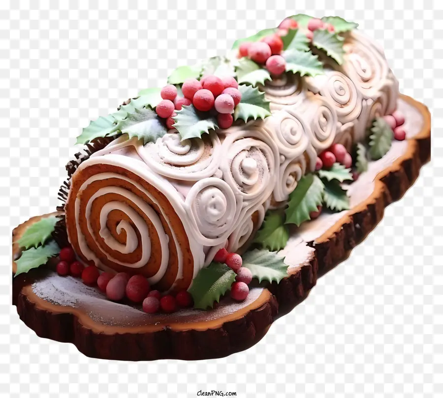 Weihnachtsblockkuchen -Glasur -Zuckerguss -Candy Canes Holly Blätter - Weihnachtsblockkuchen mit i -Tüschen, Zuckerguss und Dekorationen