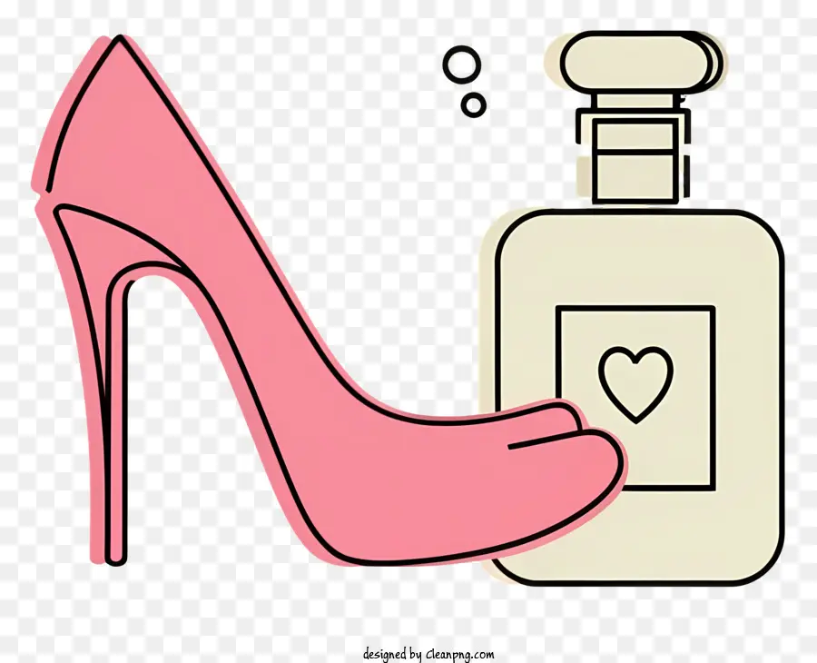 Màu hồng cao gót giày màu hồng Chai nước hoa nhọn bằng da giày cao gót giày cao gót có nắp - Giày màu hồng và chai nước hoa màu đen và trắng