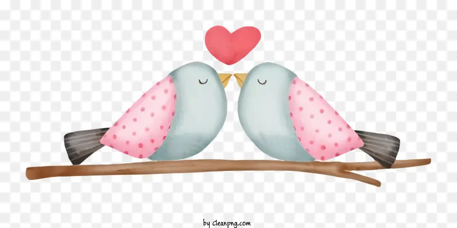 a forma di cuore - Due uccelli appollaiati sul ramo che formano un cuore