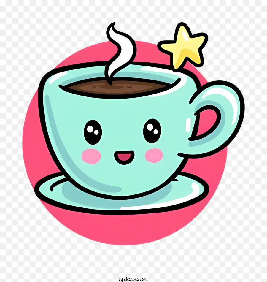 cartoon Augen - Süße Cartoon -Kaffeetasse mit einem Lächeln