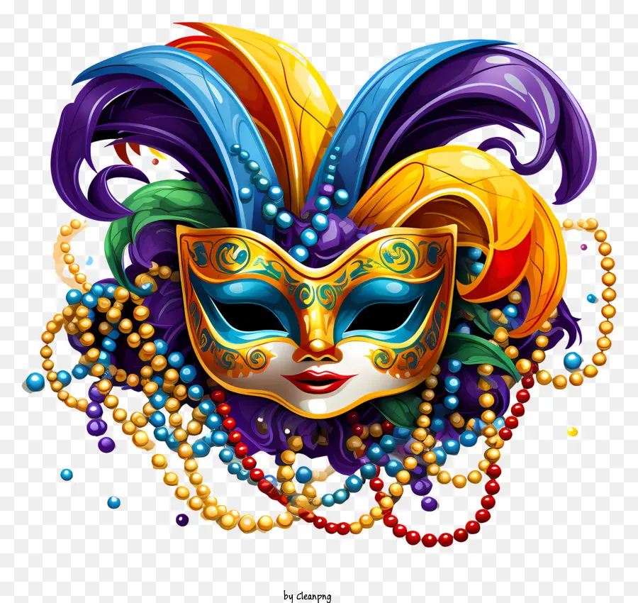 Carnival Mask Mardi Gras Maske Bunte Maske Perlen Maske Federmaske - Bunte Karnevalsmaske mit Perlen und Federn