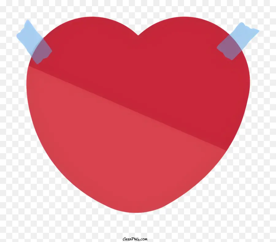 weißer Rand - Rotes Herz mit blauem Klebeband, schwarzer Hintergrund