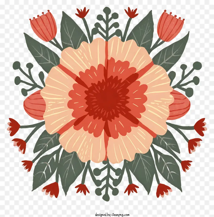 florales Design - Kreisförmiges Blumendesign mit rosa und gelben Blüten