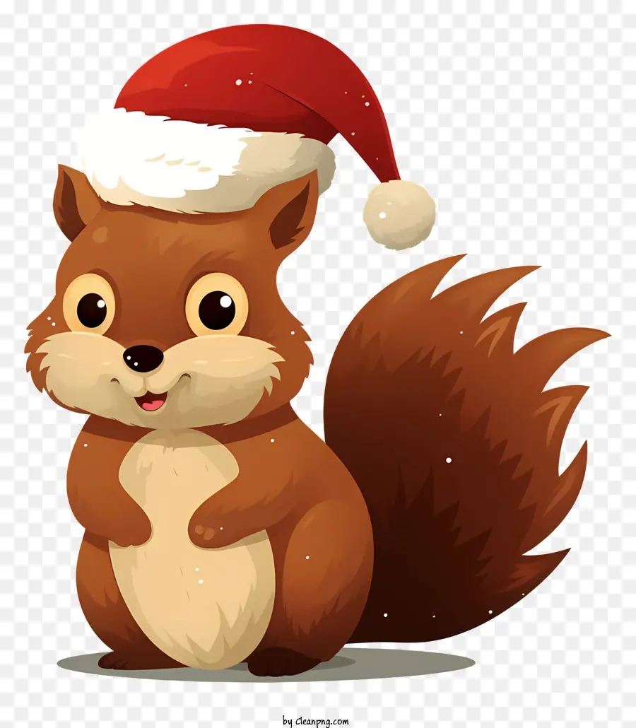 ông già noel chiếc mũ - Squirrel cười trong mũ ông già Noel với vòng tay khoanh