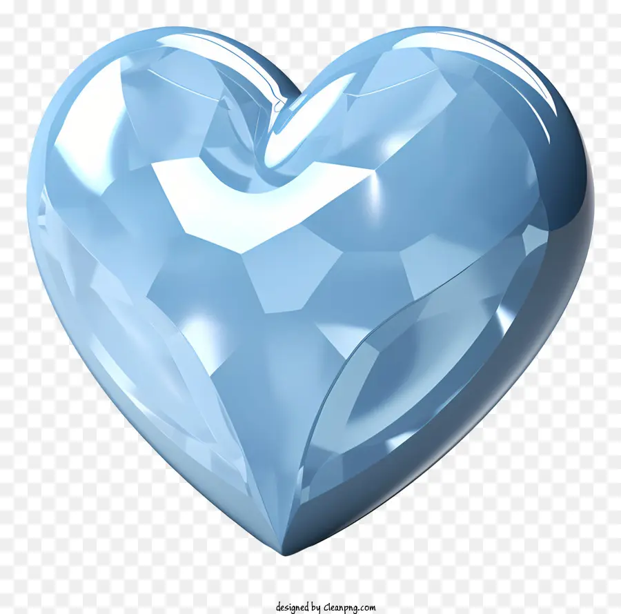 Blaues Kristallherz dreidimensionale Herzkristallkunstherzkristalle Blaukristallanordnung - 3D Blue Crystal Heart auf schwarzem Hintergrund