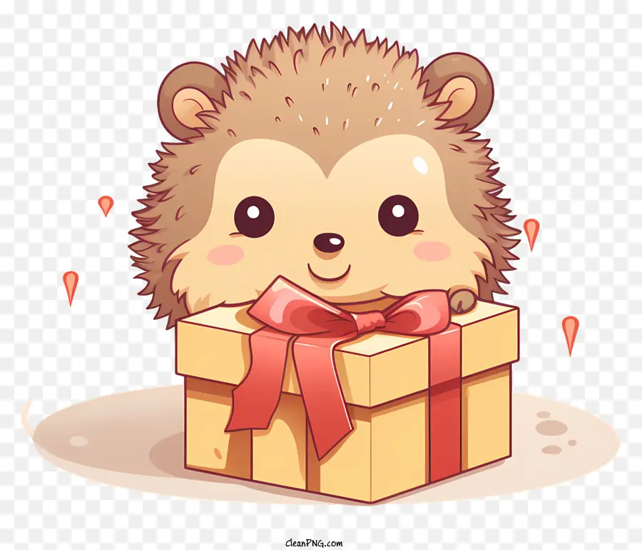 Igel kleiner Tierkastenband Satchel - Hedgehog in Box mit rotem Ribbon und Satchel