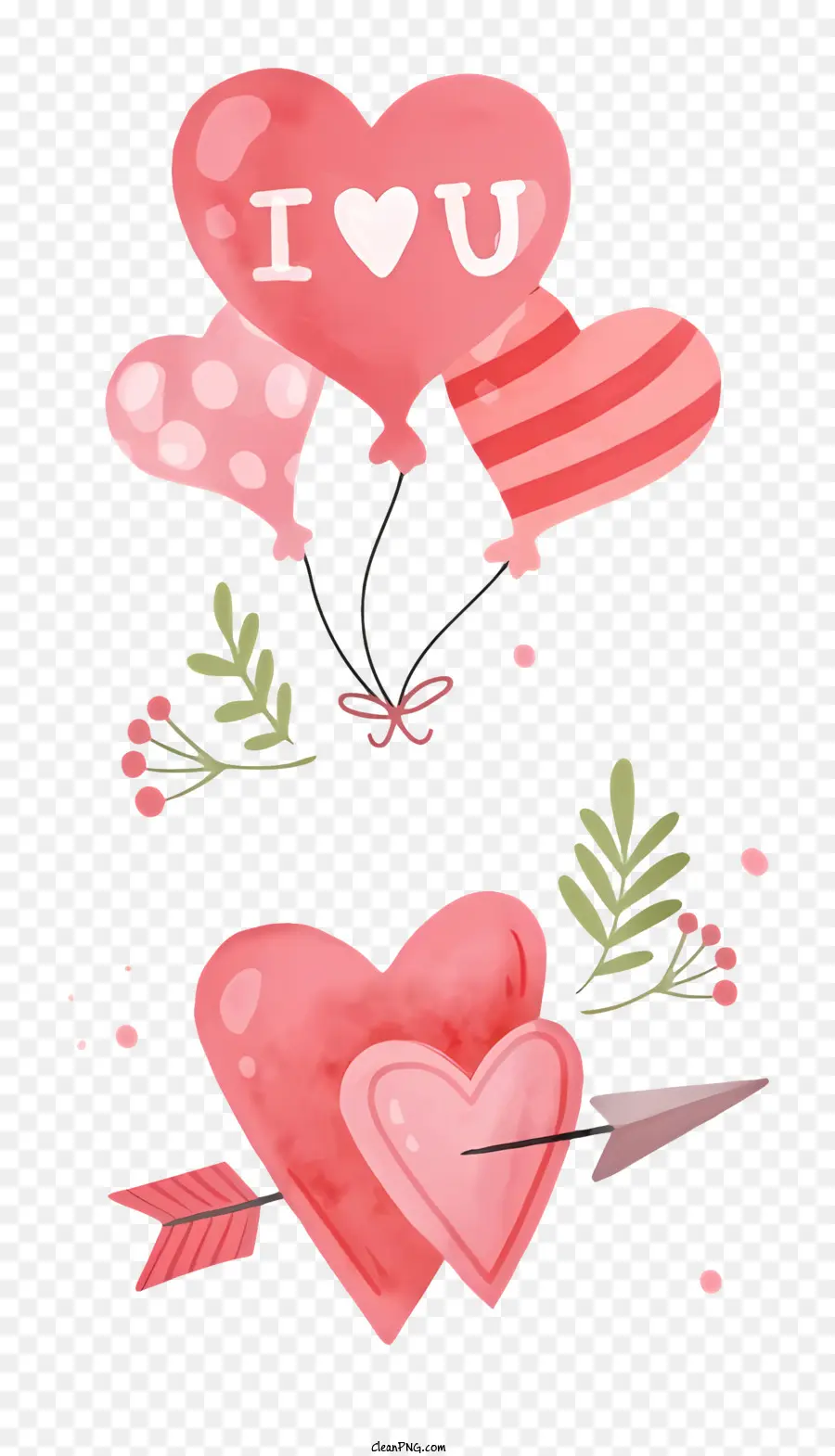 Palloncini rossi - Palloncini colorati a forma di cuore con frecce su sfondo nero