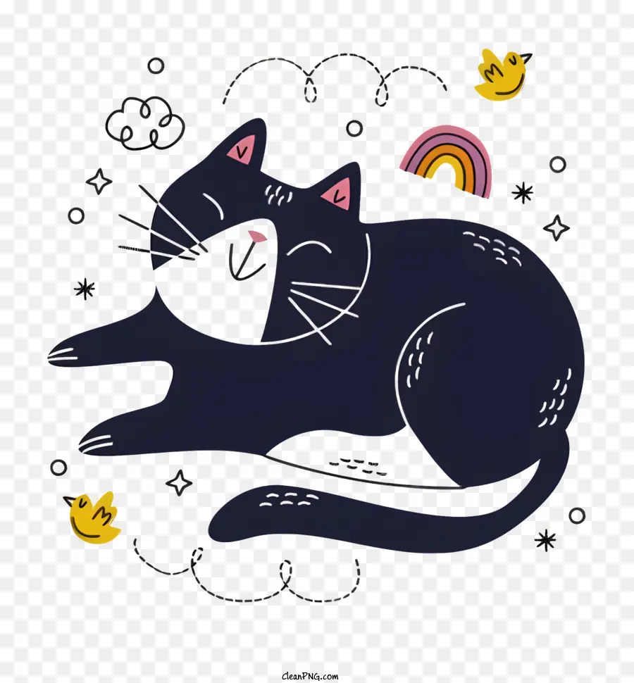 Halbmond - Schwarze Katze schläft in Halbmondform