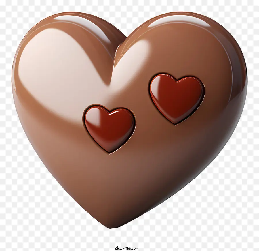 Herzförmige Schokoladen-Schokoladen-Valentinstag Schokoladenschokolade Dark Chocolate Schokoladengeschenk Essbares Schokoladenkunst - Schokoladenherz mit roten Herzen auf dunklem Hintergrund