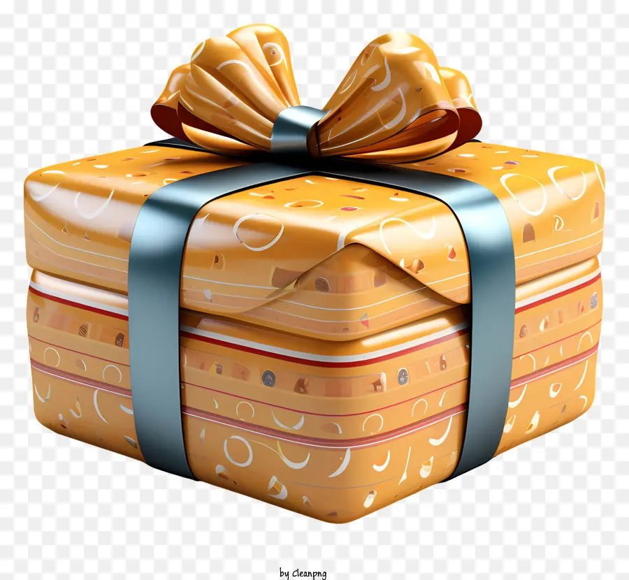 scatola regalo - Scatola aperta con nastro blu e avvolgimento a motivi