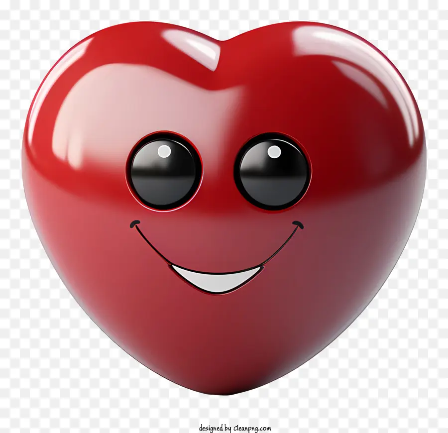 Herz Cartoon - Cartoon Herz mit Lächeln auf schwarzem Hintergrund