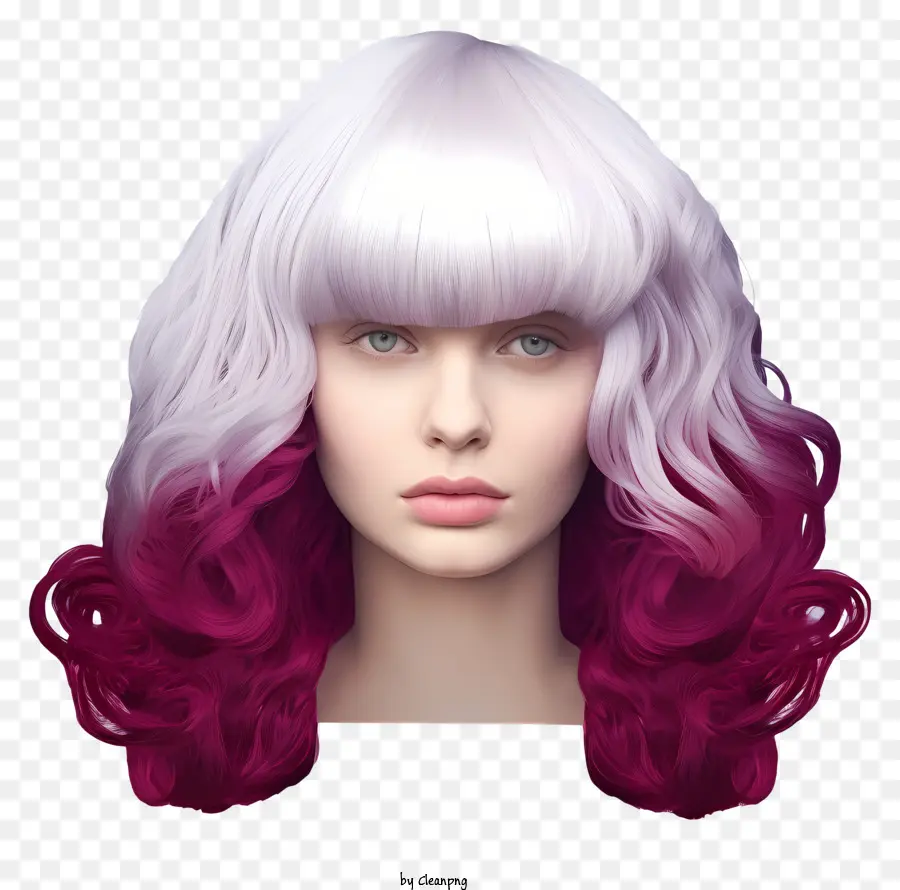 capelli lunghi capelli ondulati capelli rosa capelli viola faccia rotonda - Donna con capelli lunghi, ondulati, rosa e viola