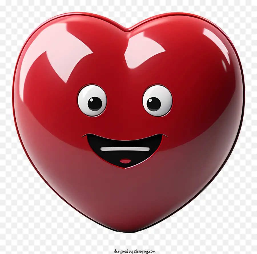 cartoon Herz - Karikaturisches rotes Herz mit lächelnden Gesicht