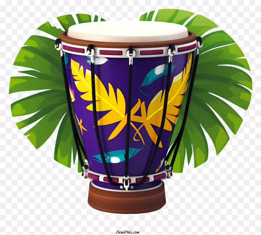 tamburo di tamburo in legno con tamburo di legno congo con supporto per batteria in legno - Drum congo in legno colorato in legno floreale con supporto