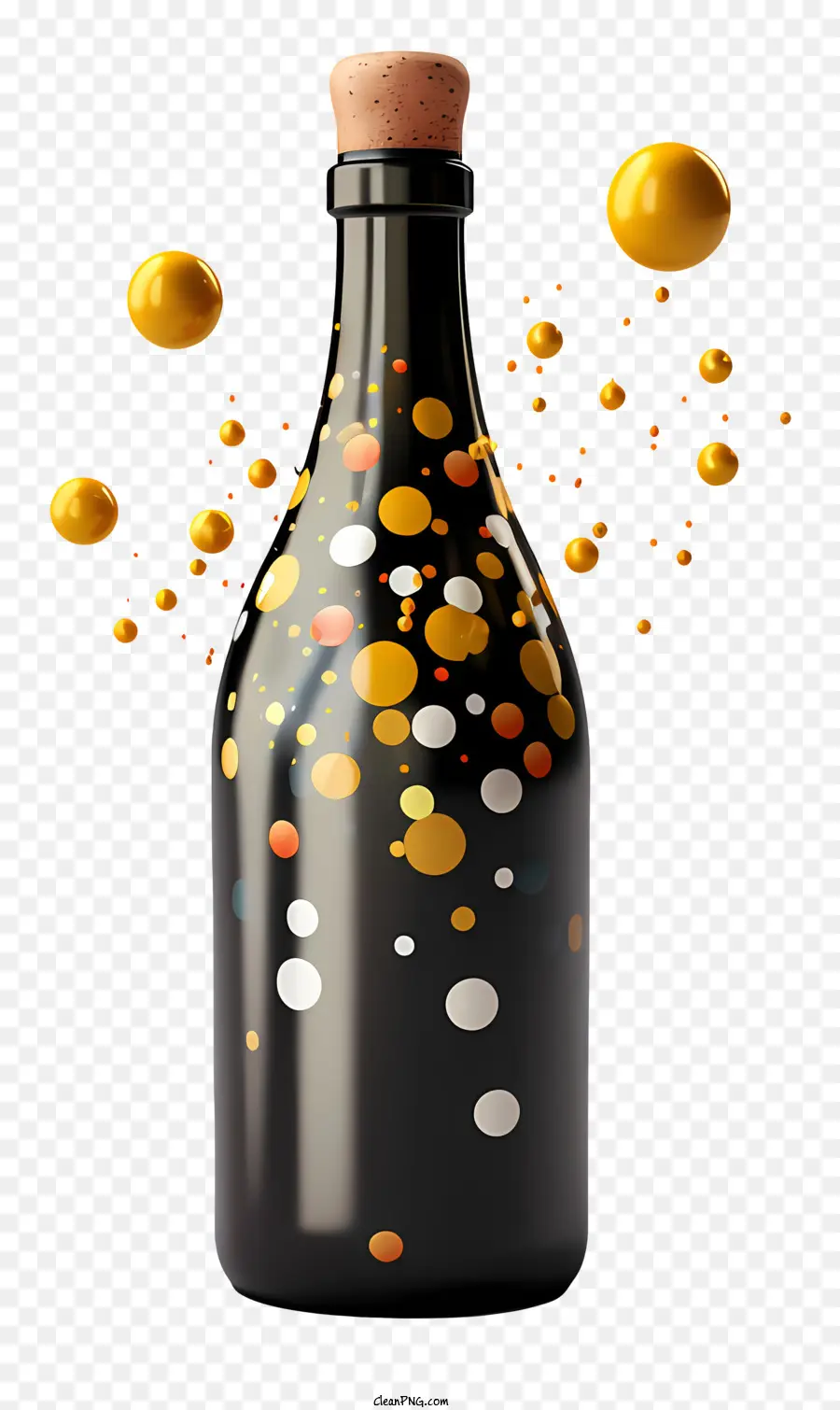 Schwarzer Flasche Gold und Orange Farbe klares flüssiges Blasen dynamisches Erscheinungsbild - Dynamische schwarze Flasche mit goldenen und orangefarbenen Blasen