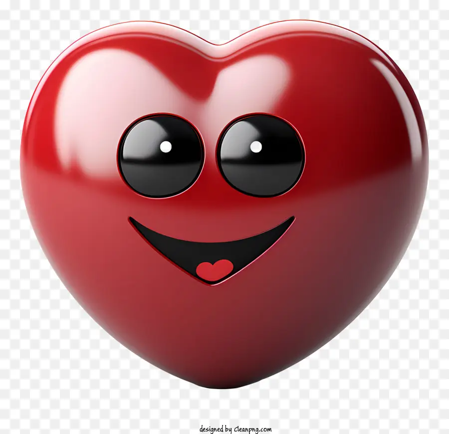 Herz Symbol - Fröhliche Herz -Ikone mit lächelnem Gesicht auf Schwarz