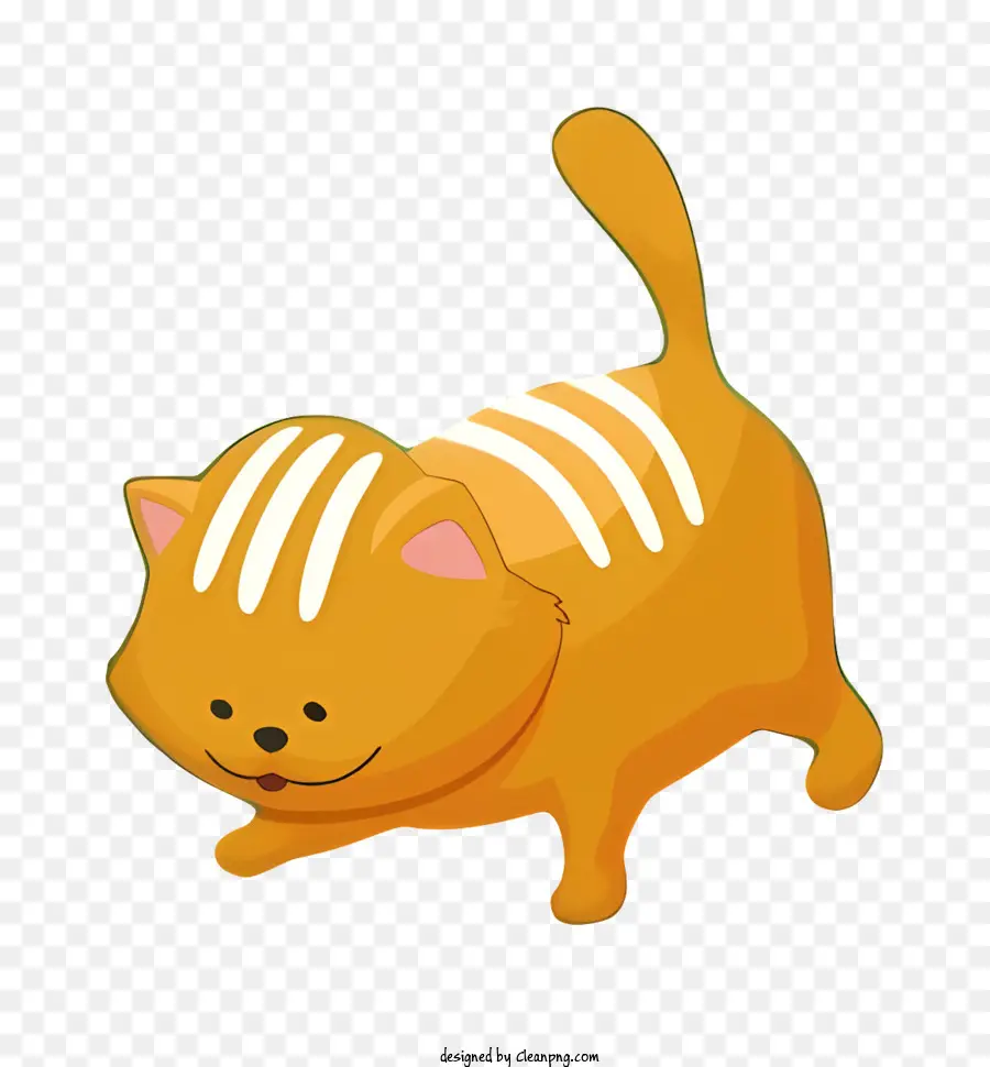 orangefarbene Katze weiße Streifen im Hinterbein stehend Ohren - Orangenkatze mit weißem Streifen, Alarmausdruck, roter Kragen